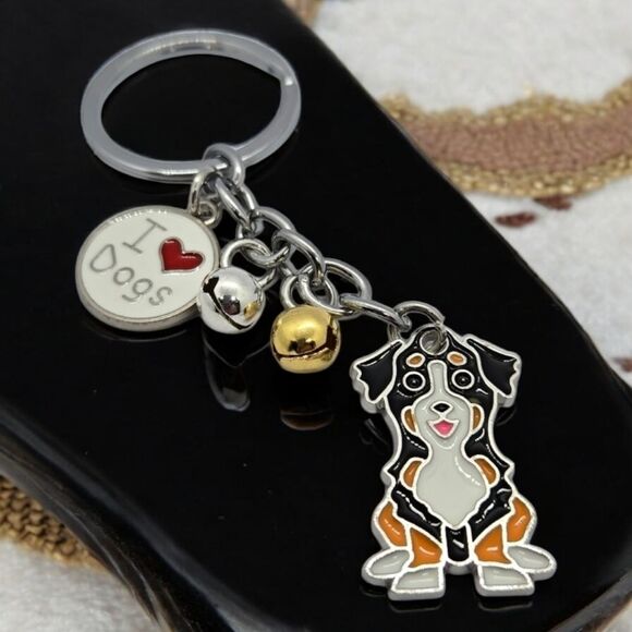 Border Collie 🐶 Love Dogs Bag Charm Key Ring Pet Mom Dad Gift Keyring Keychain - Picture 5 of 6